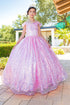 Girls Rainbow Sequin Glitter Tulle Off Shoulder Sweep Train Ball Gown, Sizes 2-16 - SophiasStyle.com